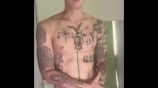 tattooed asian man Introducing his tattoo one by one and cum to finish