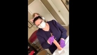 Big Tit Nurse Unbuttons & Slowly Teases Your Cock in Gloves