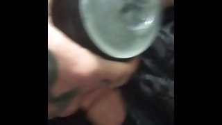 POV tattooed guy moans while he fucks a vibrating fleshlight (Fansly tease)