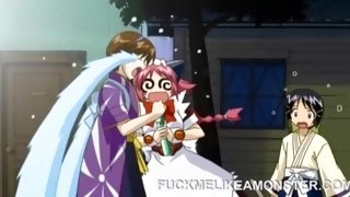 Anime babe humping chopper after giving head