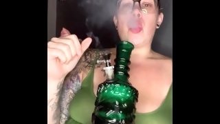 Bbw step mom MILF takes bong rips smoking fetish